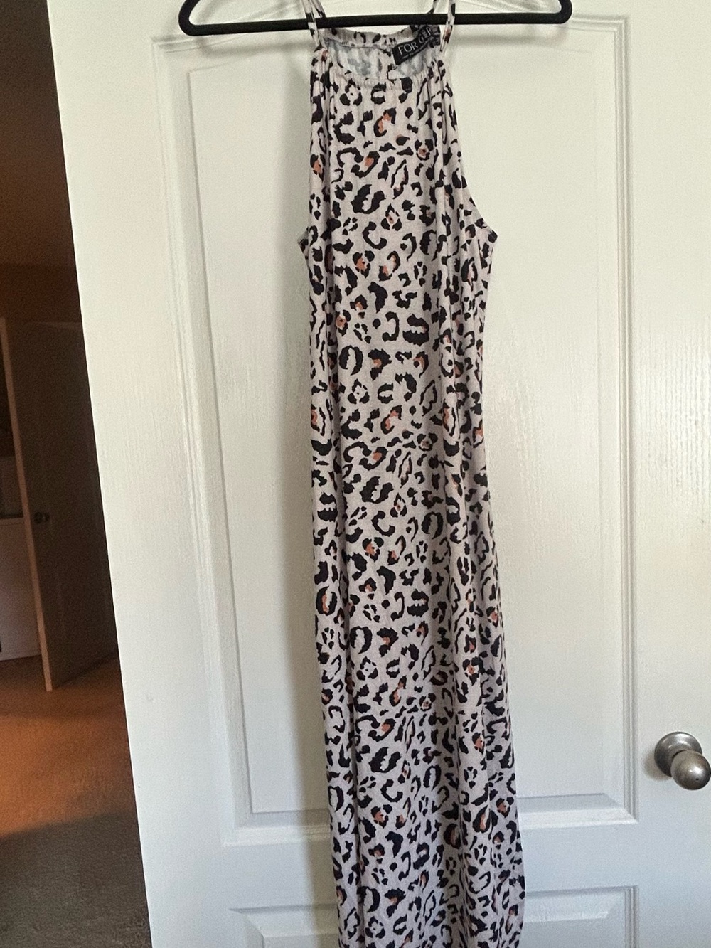 Fox Beige Leopard-Print Halter Maxi Dress